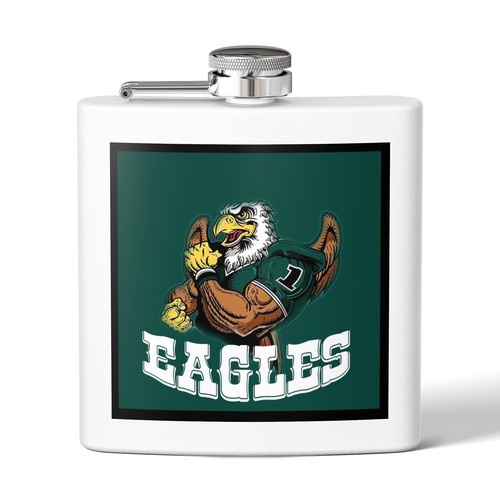 Eagles Football Art Art Flask, 6oz Stainless Steel Hip Flask - Picture 2 of 21