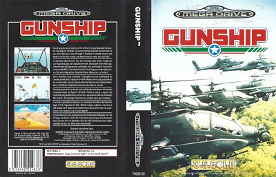 GUNSHIP ORIGINAL COVER MD MEGADRIVE SEGA MEGA DRIVE ONLY COVER ORIGINAL