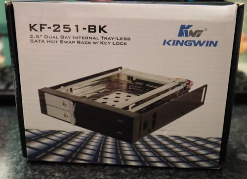 KF-25 1 -BK 2.5" Dual Bay Internal Tray-Less SATA Hot Swap RAck w/ Key Lock