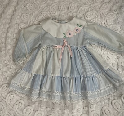 VTG Petit Jouet Toddler Girl Dress, 4T, Blue Ruffle Lace, Floral, Cottagecore | eBay VTG Petit Jouet Toddler Girl Dress, 4T, Blue Ruffle Lace, Floral, Cottagecore | eBay