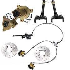 Front Steering Spindle 3-Stud Wheel Hub Brake Caliper Rotors Fit ATV Quad GoKart