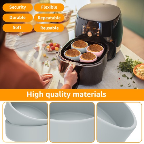 4Pcs Air Fryer Egg Moulds Non-Stick Silicone Ramekins 4inch Air Fryer Egg~` - Picture 2 of 12