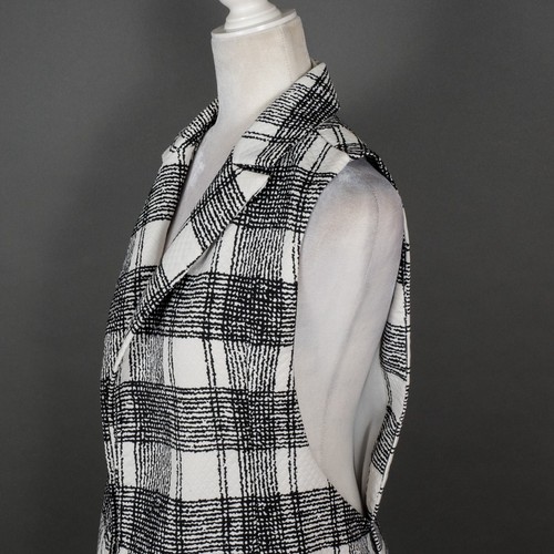 b.york Women's Mid-length Vest Black and White Window Pane Design Size Small - Picture 3 of 6