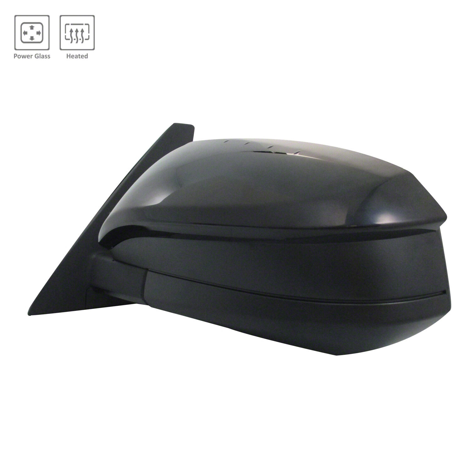 Unpainted Power Flat Driver Side Door Mirror Heated Manual Folding 128-64777