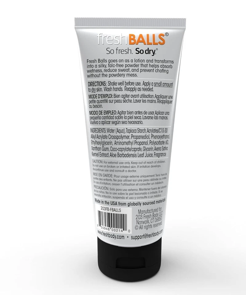 Fresh Balls Tubo 3.4 OZ (PAQUETE DE 2) NUEVO - Loción anti rozaduras en polvo desodorante Foto 2 de 4
