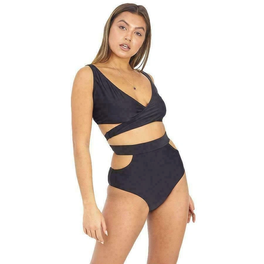 Brave Soul High Waisted Bikini Bottoms Plus Size Cut Out Tie