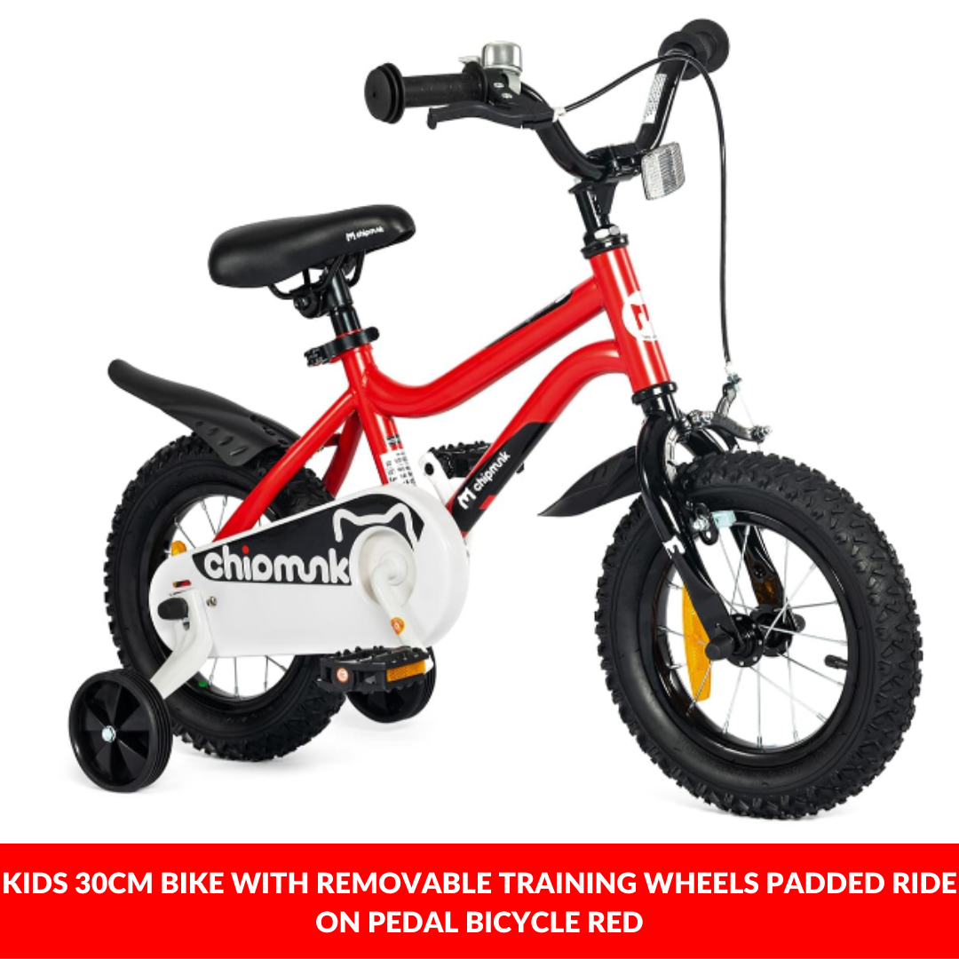 Kids 30cm Bike with Removable Training Wheels Padded Ride On Pedal