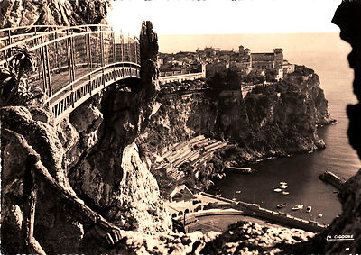 CPSM DER FELSEN VON MONACO UND DAS STADE LOUIS II ANSICHT AUS DEM EXOTISCHEN GARTEN
