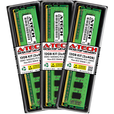 12GB 3x 4GB DDR3 Crucial Ballistix BLS3KIT4G3D1609DS1S00 Equivalent Memory RAM