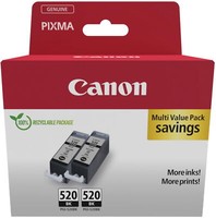 2 Canon Druckerpatronen Tinte PGI-520 Bk Black, Schwarz Twin Pack