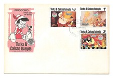 Buste 1Er Jour - PINOCCHIO - Îles Turks Et Caïcos, Noël 1980 - Premier Jour*