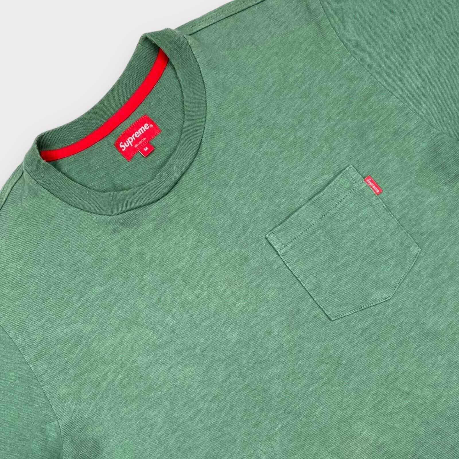 Supreme Pocket T Shirt Logo Mens Medium Green Short Sleeve Crew Neck