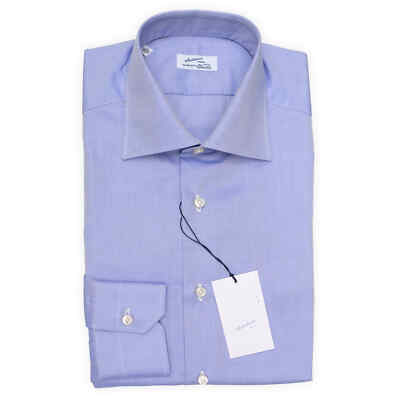 MATTABISCH for VANNUCCI Blue Poplin Cotton Dress Shirt Eu 38 Us 15