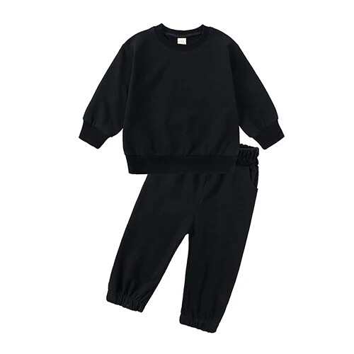 Girls Clothing 2 Pieces Set Warm Fleece Plain Top Sweatshirt Pants Suit for Kids - Bild 40 von 48