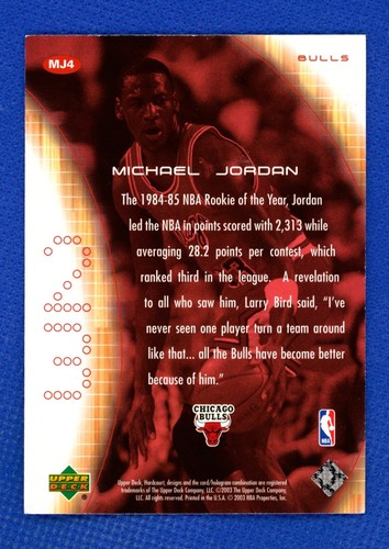 2003-04 UPPER DECK HARDCOURT HEART CHAMPION MJ4 MICHAEL JORDAN BULLS - Picture 2 of 2