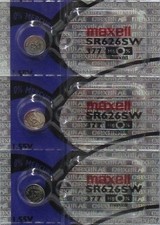 3 PCS MAXELL 377 WATCH BATTERIES SR626SW