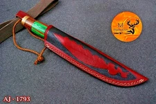 CUSTOM HAND MADE PURE COW LEATHER SHEATH FOR FIXED BLADE KNIFE - 1793