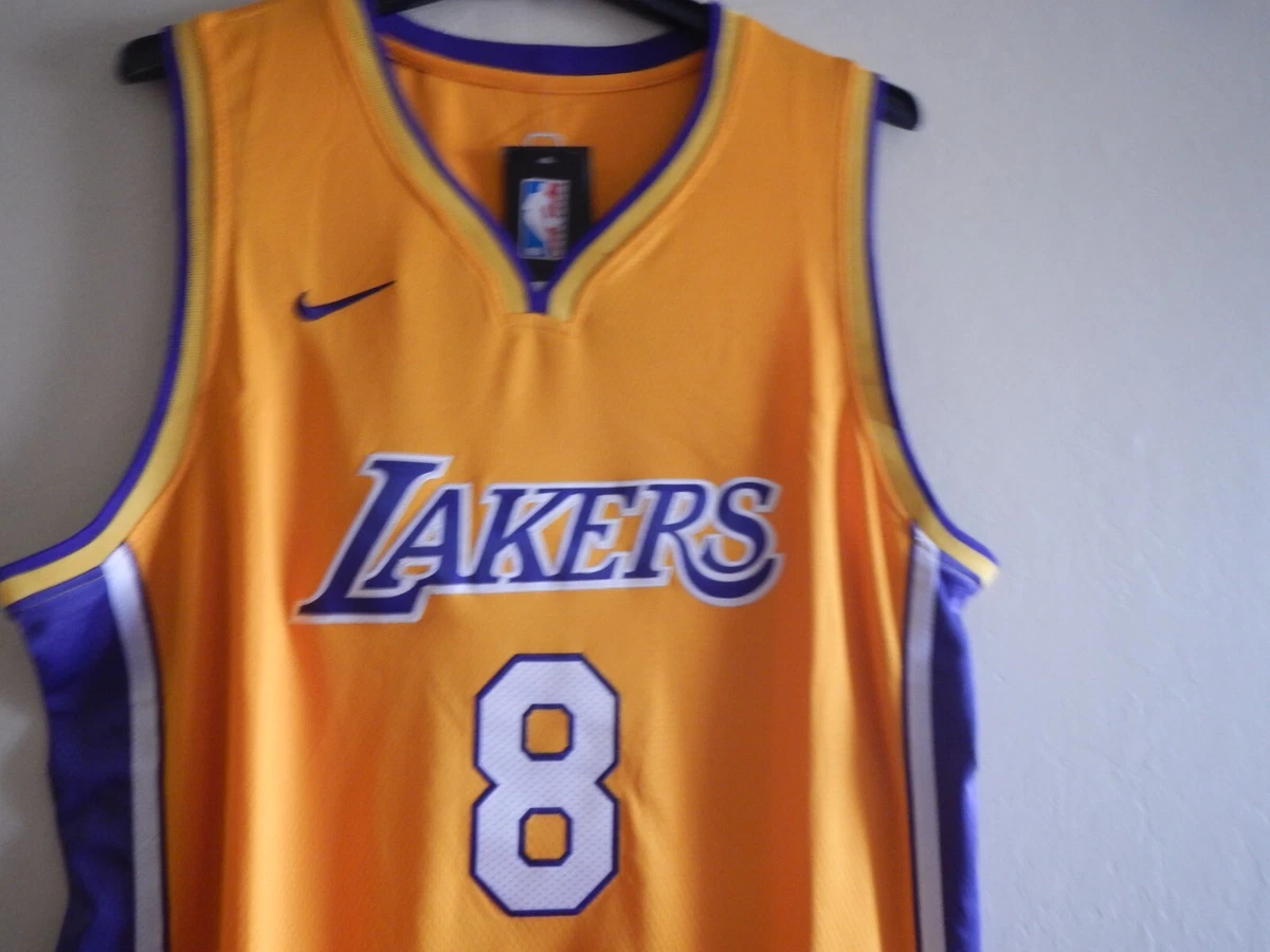 KOBE BRYANT 8 LA LAKERS YELLOW JERSEY BLACK MAMBA 2XL eBay