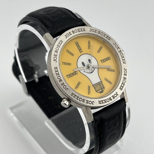 Joe Boxer Think Watch 37mm Case Lightbulb Backlight Leather Band- New Battery - Picture 2 of 10