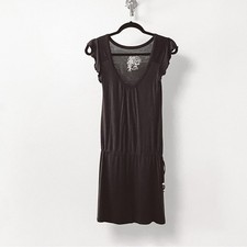 Poof! Spring Chic Vacation Casual Cinch Tie Waist Lightweight Mini Dress Black