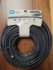 100' RG6 Coax Cable Coaxial Black for Cable, Satellite, OTA Antenna, Security