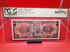 Ecuador 20 Sucres Banknote 1980 P115b UNC Authenticated Currency PCGS 66 PPQ