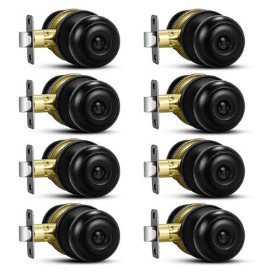 Plustool 8 Pack Matte Black Door Knobs, Privacy Door Knob with Lock, Interior...