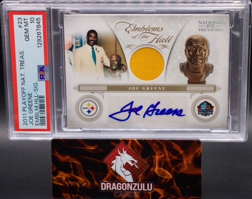 2011 National Treasures Joe Greene Emblems The Hall Patch Auto /25 PSA 10 Pop 1