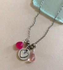 HANDMADE SUNDANCE CHARM ANTIQUED SILVER HEART NECKLACE ARTISAN GEMSTONE JEWELRY