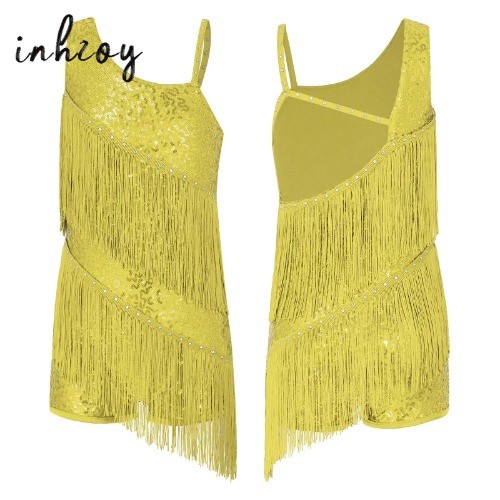 Sequins Latin Dance Dress Shiny Tassel Leotards Professional Dancing Costume - Bild 1 von 37