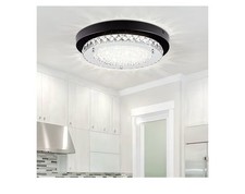 Flush Mount Ceiling Light Crystal LED Ceiling Light Fixture 13 Inch Black