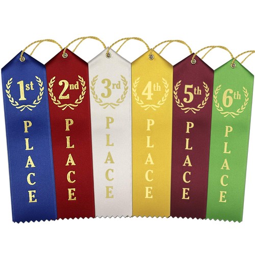RibbonsNow 1st-6th Place Award Ribbons - 72 Ribbons (12 Each) with Card ...
