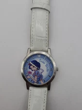 Disney MZB Snow White Silver Tone Watch Genuine Leather White Band Working