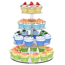 4 Tier Round Cupcake Stand Acrylic Cupcake Display Tower for 38 Cupcakes