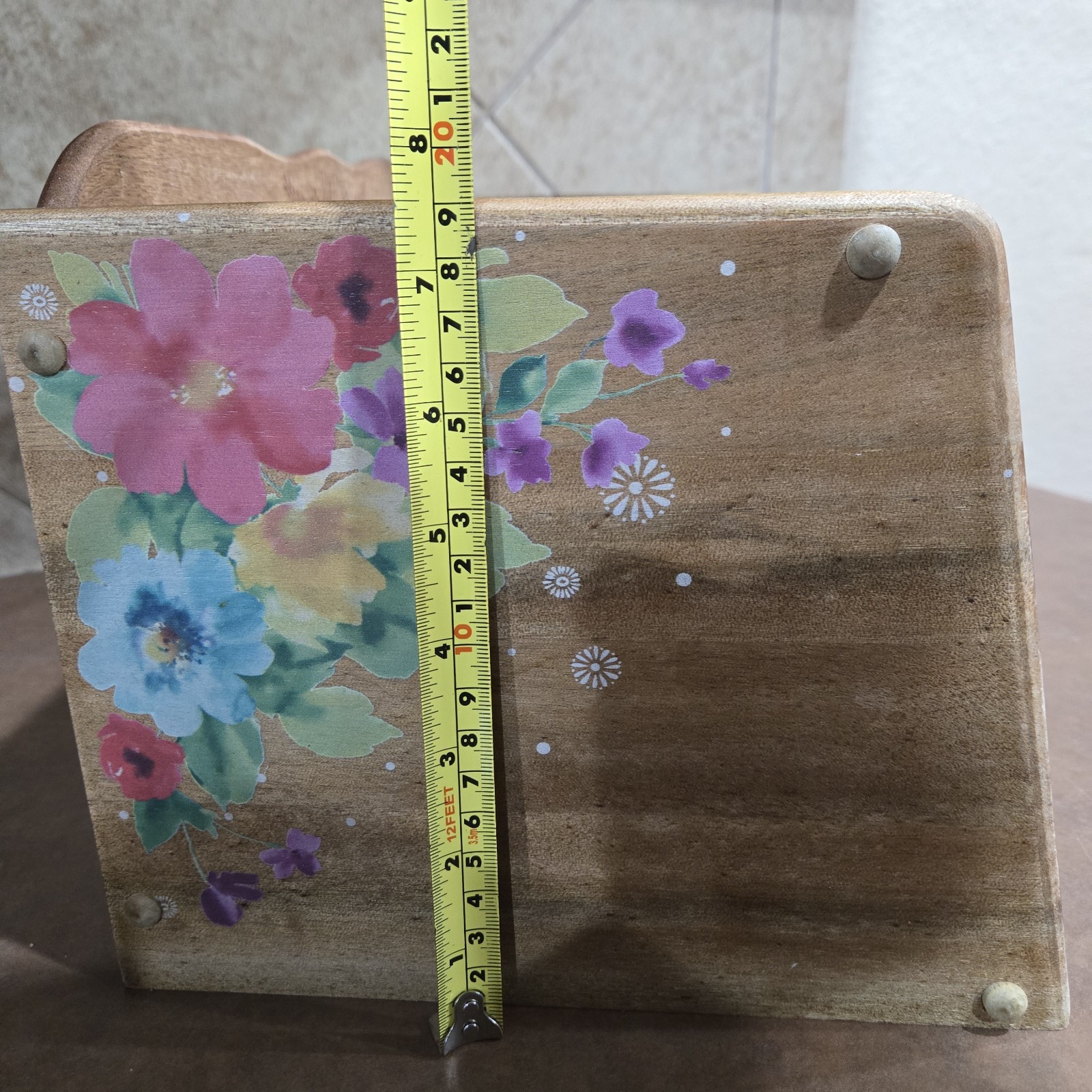 Pioneer Woman Breezy Blossom Brown Acacia Wooden Bread Box Kitchen Cottagecore 