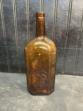 Antique Bottle J.A. Gilka 8 Sided Amber Bottl...