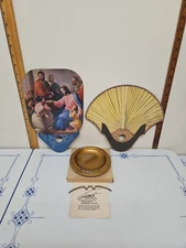 Funeral Home Advertising ASHTRAY-N.O.S And 2-Two  Paper Hand Fans 