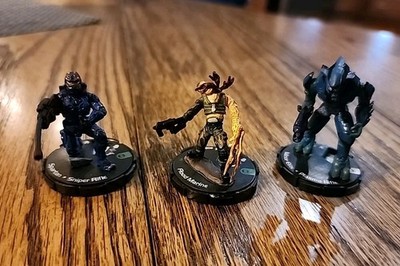 Halo Action Clix #022, #029, #048, An Elite, Flood Marine, And Spartan Sniper