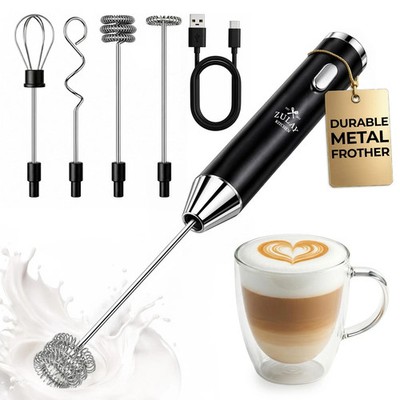Milk Frother Rechargeable Handheld Electric 1800mAh USB C