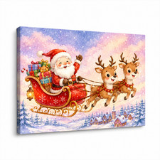   Whimsical Santa & Reindeer Watercolor Canva...