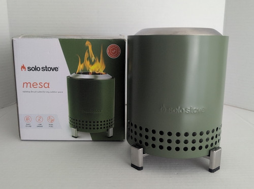 Solo Stove Mesa Smokeless Tabletop Fire Pit Olive Green Used Clean 6.8"