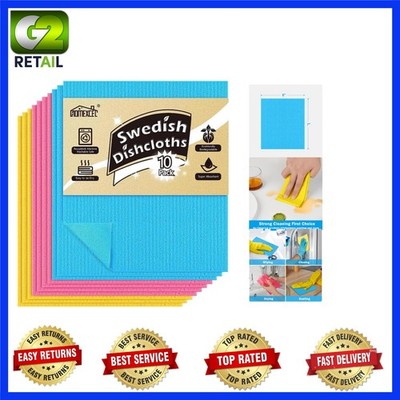 Super Absorbent 10-Pack Swedish Dishcloths - Effortless Cleaning Solution