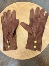 Fine Vintage Kidskin Suede Gloves with Button Snap Closure 9 1/2