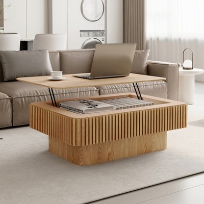 Lift Top Center Table w/ Hidden Storage Wood Cocktail Coffee Table for Apartment