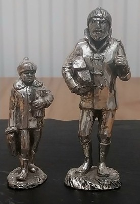 Royal Hampshire versilberte Zinnguss Figuren Holzfäller & Sohn