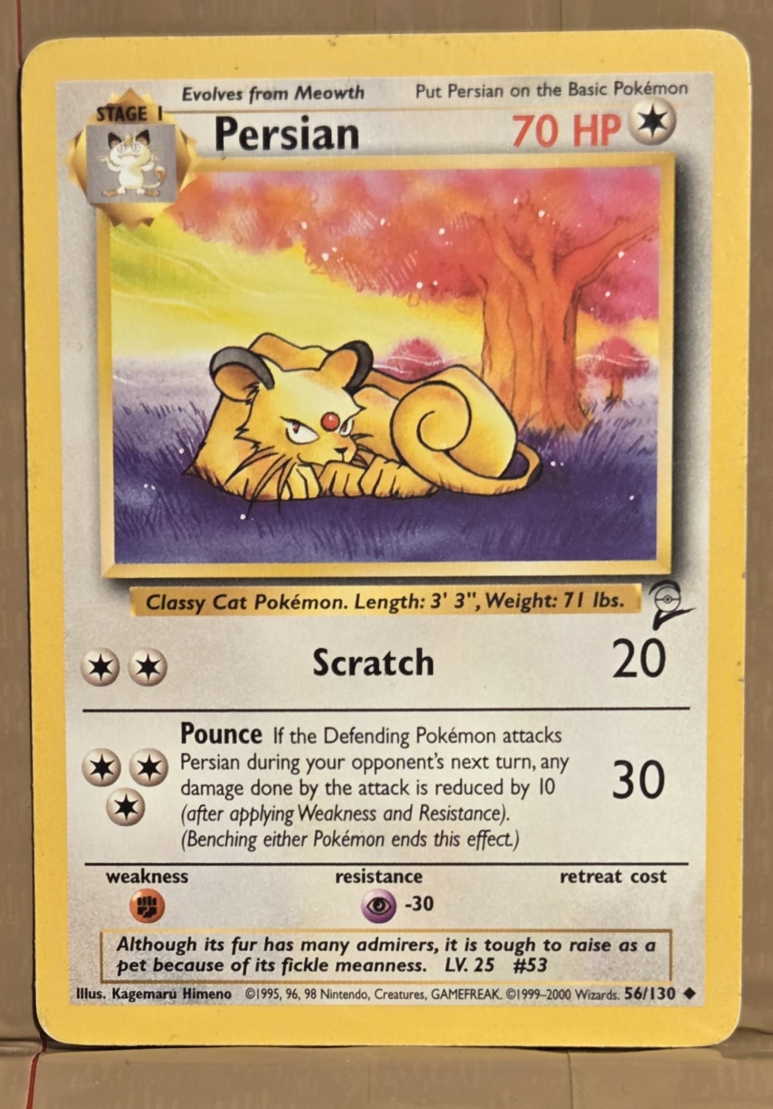 Persian 56/130 Pokemon Base Set 2  Trading Card TCG
