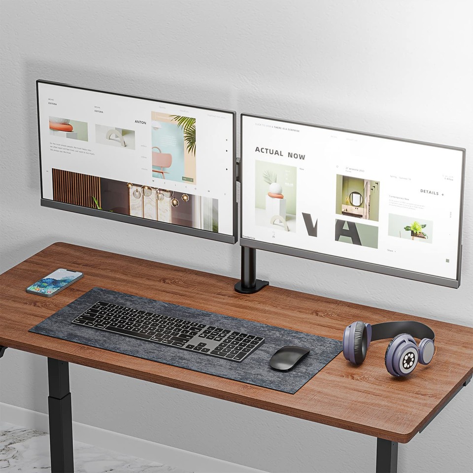 WALI Dual LCD Monitor Fully Adjustable Desk Mount Stand Fits 2 Screens ...