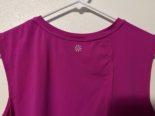 Camiseta sin mangas Athleta Sunlover UPF Tulipán espalda dividida fucsia talla mediana gimnasio entrenamiento - Imagen 5 de 10
