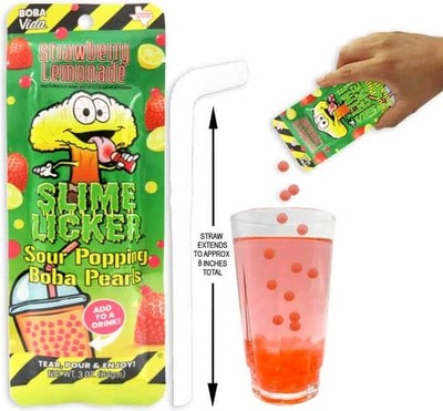 Popping Boba, Slime Licker Strawberry Lemonade - 1 Pouch - 3oz - BobaVida