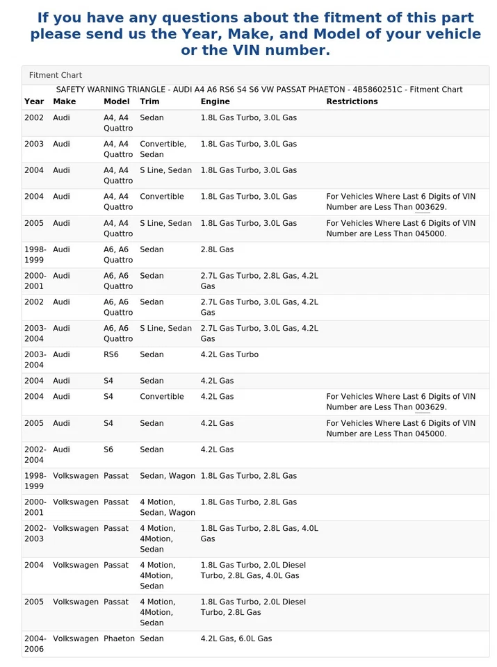 TRIÁNGULO ADVERTENCIA SEGURIDAD - AUDI A4 A6 RS6 S4 S6 VW PASSAT PHAETON - 4B5860251C Foto 4 de 4